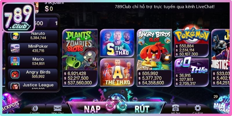 Điểm thu hút làm nên thương hiệu giải trí trực tuyến 789club